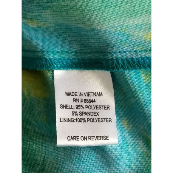 Vibrant Blue Green Abstract Print Sleeveless Pleated Fully Lined Dress Size 16W - Picture 8 of 8